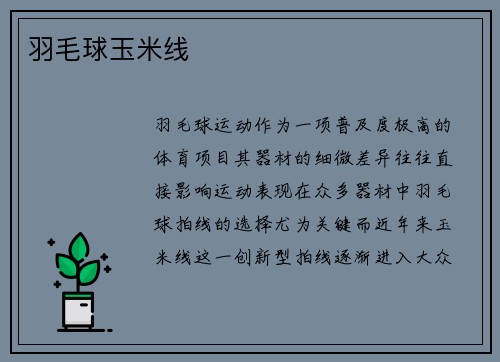 羽毛球玉米线
